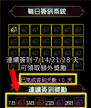 連續簽到獎勵